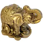 Elefant feng shui cu trompa in sus, statueta pentru dragoste si bun augur, auriu