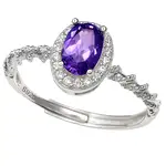 Inel Ametist, piatra fericirii 8 mm, Argint 925 oval mov ajustabil