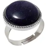 Inel Goldstone, piatra protecției și a personalității, pietre rotunde albastru oțel reglabil