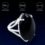Inel Onix piatra mare 2.7 cm forma marquise, reglabil