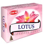 Conuri parfumate Lotus, HEM profesional Lotto, cu aroma dulce, 10 conuri (25g) aromaterapie, suport metalic inclus