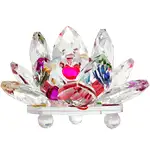 Lotus mixt din cristal de sticla tip nufar, obiect feng shui pentru dragoste si armonie, 8 cm