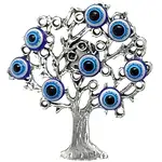 Magnet frigider copacei decorativi cu ochiul magic albastru, popular ca Ochiul Horus simbol de protectie, 5 cm argintiu