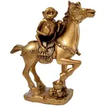 Maimuta pe cal cu piersica, obiect feng shui pentru promovare rapida in cariera si mentinerea pozitiei, succes in afaceri, statueta auriu