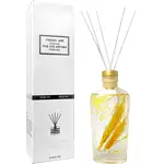 Difuzor betisoare aromaterapie Shangri la, sticla cu flori decor, exotic 175 ml, galben