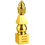 Pagoda 5 elemente, obiect feng shui cu rol puternic de protecție ghinion, metal auriu rezistent 15 cm