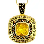 Colier Pecetea pământească, talisman Wish Granting pendant mantra, piatra citrin