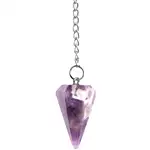 Pendul piatra de ametist, utilizat pentru raspuns la intrebari, set cu lant solid si cerc deget, 30 cm