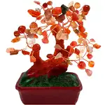 Copacei decorativi carneol, piatra semipretioasa contra energiilor negative,  copacel Feng Shui din cristale in suport de tip ghiveci 19 cm rosu
