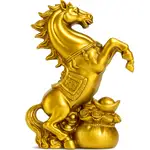 Cal in doua picioare cu sac de bani, statueta feng shui 2026 pentru reusite si bogăție, auriu