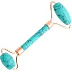 Rola facială pietre turcoaz, dispozitiv 2 role piatra semiprețioasă pentru elasticitate piele și stimulare, 15 cm