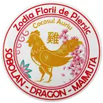 Sticker Cocos Auriu, floarea de dragoste pentru Sobolan, Dragon si Maimuta, 5 cm