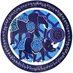 Sticker Elefant si Rinocer pentru protectie de furturi si pierderi, autocolant 5cm albastru
