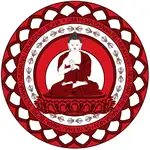 Sticker Buddha Vairocana, protecție împotriva bolilor și suferințelor, roșu 5cm