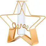 Vază decorativă stea, din metal auriu și sticlă transparentă 