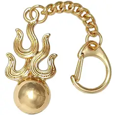 Breloc bila de foc Ksitagarbha, amuletă feng shui împotriva bârfelor și certurilor între membrii familiei și colegi, metal auriu 9 cm
