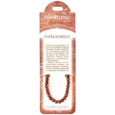 Set bratara Piatra Soarelui cu felicitare personalizata, pietre sacre aducatoare de noroc, elastic maro