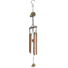 Clopotei de vant cu elefant cu trompa in sus si 6 tuburi sonore, decor feng shui pentru casa sau gradina, metal
