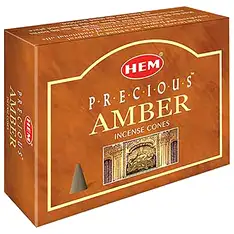 Conuri parfumate Ambra, gama profesionala HEM Mystic Amber linistirea gandurilor, set 10 conuri (25g) aromaterapie suport metalic inclus
