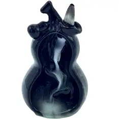 Fantana fum backflow Wu Lou, suport ardere, set 2 conuri fumigene parfumate cu  efect de cascada, ceramica 18 cm neagra