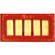 Lingouri cu mantre de bogatie, amuleta feng shui pentru bani, metal auriu