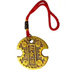 Amuleta cu moneda lacat pentru bani si noroc, lacatul banilor cu mantre de protectie, dimensiune 175 mm