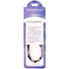 Set bratara Fluorina cu felicitare personalizata, piatra contra gandurilor negative, pietre semipretioase rotunde curcubeu multicolor