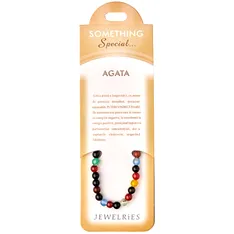 Set bratara Agata multicolor cu felicitare personalizata, talisman impotriva energiilor negative, pietre semipretioase rotunde 6 mm elastica