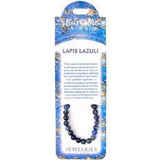 Set bratara Lapis lazuli felicitare personalizata, piatra protectie energii negative, femei barbati elastica