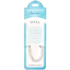 Set bratara Opal pietre cu felicitare personalizata, piatra inlaturare inhibitii, femei barbati, elastica alb bleu