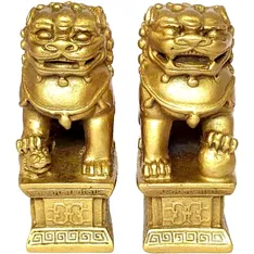 Caini Fu Feng Shui, obiect de protectie de furturi casa, curte si gradina impotriva enegiei negative, statueta auriu	