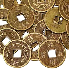 Monede chinezesti, amulete feng shui pentru bogatie,metal auriu vintage 19 mm