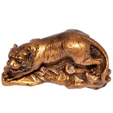 Tigru, obiect feng shui pentru obstacole si prieteni loiali, statueta auriu, 10 cm