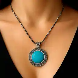 Colier Turcoaz pandantiv rotund
