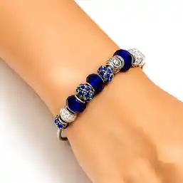 Bratara zodia Capricorn tip Pandora suflată cu argint cu strasuri montate în charmuri