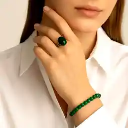 Set brățară și inel Malachit ajustabile