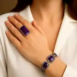 Set brățară 6 pietre și inel Ametist