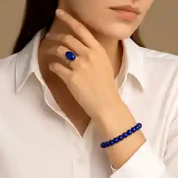 Set brățară și inel Lapis Lazuli ajustabile