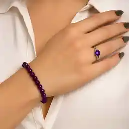 Set brățară și inel ametist ajustabile