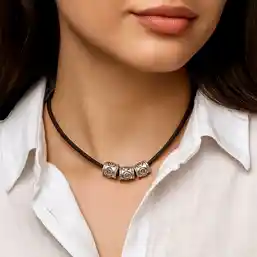 Set 3 Charmuri model floral cu snur