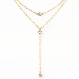 Colier dublu choker cu trei strasuri cristal elegant