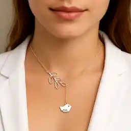 Colier pandantiv cu pasare si ramura