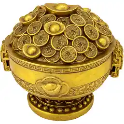 Vasul abundentei feng shui cu monede pepite