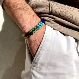 Brățară șnur 2 straturi de pietre 7 chakra și semnul Om