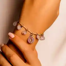 Brățară Boho Cuarț roz cu ideograma prosperității