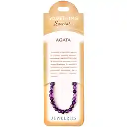 Set bratara agate naturale mov cu felicitare personalizata