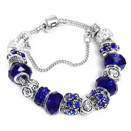 Bratara zodia Capricorn tip Pandora suflată cu argint cu strasuri montate în charmuri