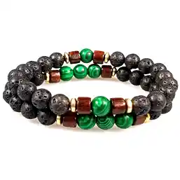 Brățări Malachit și roca vulcanica