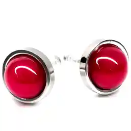 Cercei mici piatra calcedonia fuxia