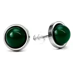 Cercei mici piatra calcedonia verde